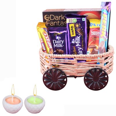 SFU E Com Cadbury And Nestle Chocolates With Yummy Dark Fantasy| Diwali Chocolate Gift | Premium Diwali Concreate Diya with Chocolate Hamper | Chocolate Gift Hamper | 1466