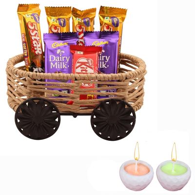 SFU E Com Delicious Assorted Chocolate Hamper| Diwali Chocolate Gift | Premium Diwali Concreate Diya with Chocolate Hamper | Chocolate Gift Hamper | 1339
