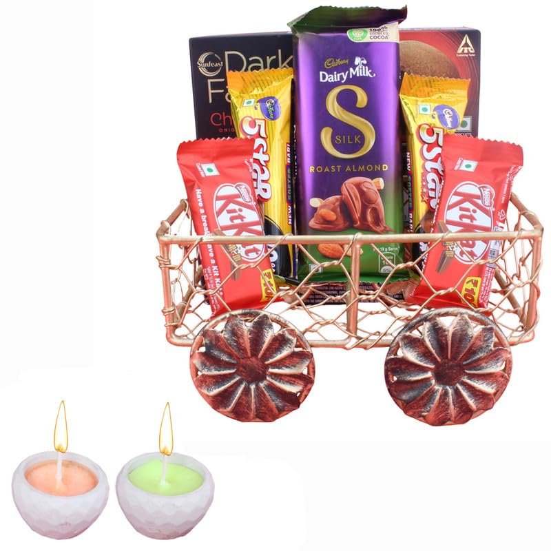 SFU E Com Delicious Roast Almond With Premiuim Chocolate Hamper| Diwali Chocolate Gift | Premium Diwali Concreate Diya with Chocolate Hamper | Chocolate Gift Hamper | 1398