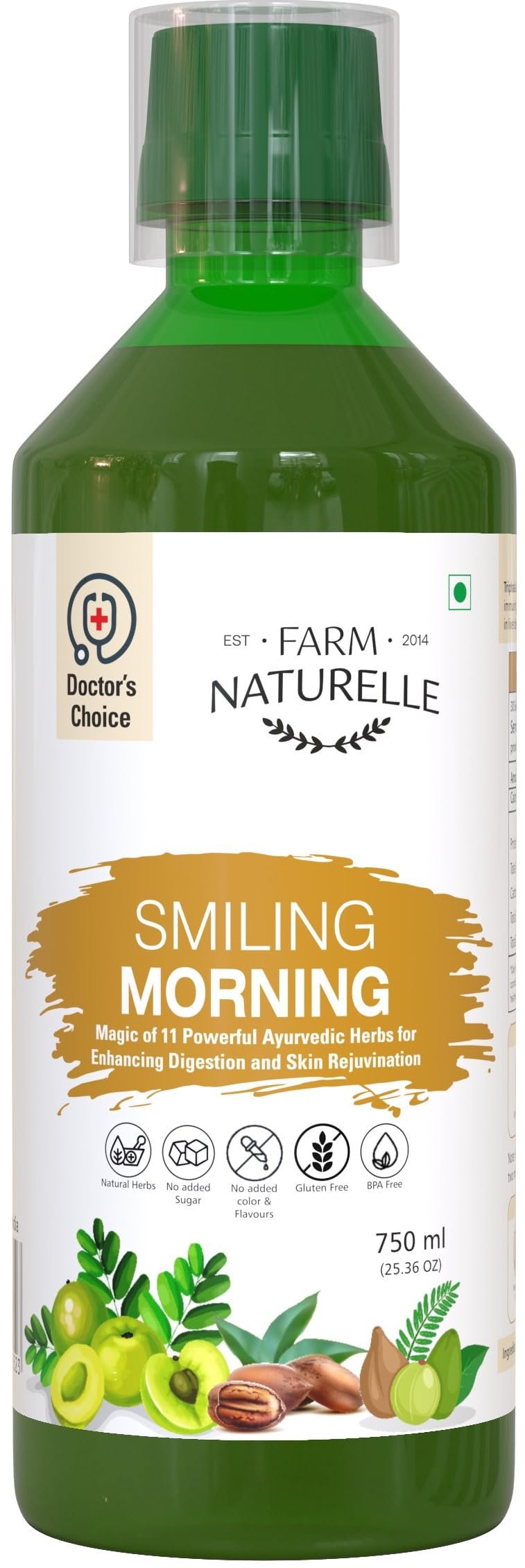 Farm Naturelle - Smiling Morning Juice 750ml | Energizing Morning Drink | Boosts Metabolism |15 Day's Pack