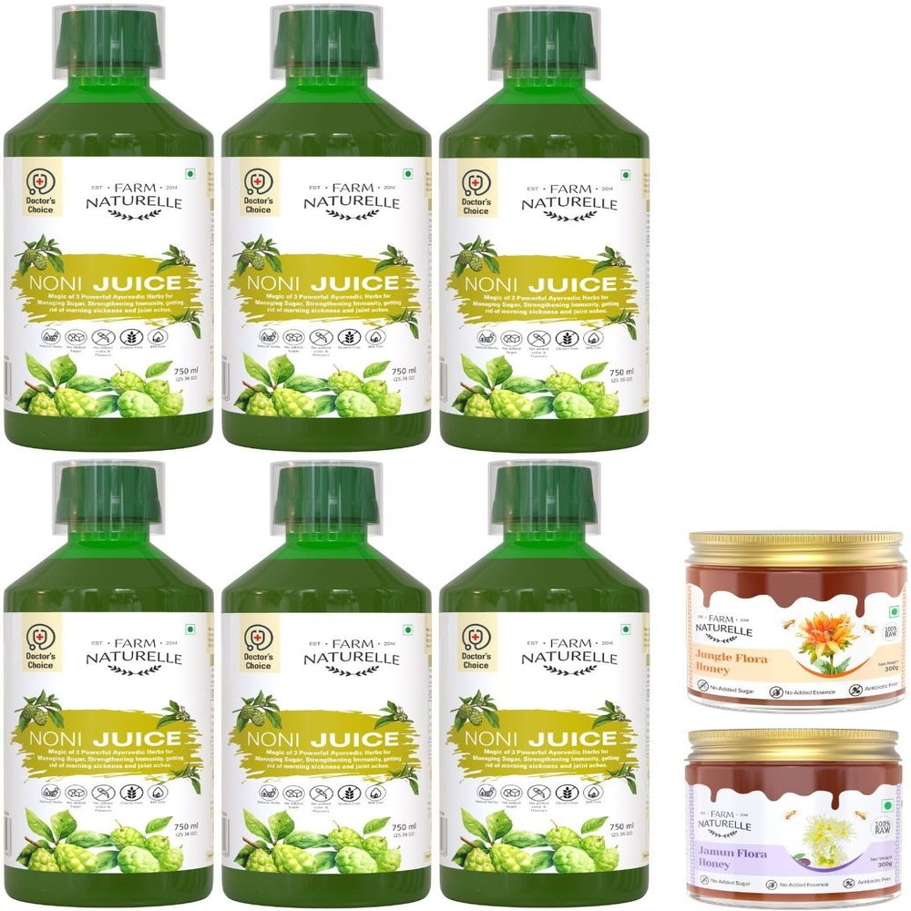 Farm Naturelle - Noni Juice 750ml X 6 | Supports Overall Health | Rich in Antioxidants |90 Day's Pack