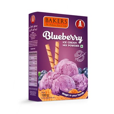 BAKERS Blueberry Ice Cream Powder | 100% Veg | Instant Mix | No sugar Needed | Authentic Taste | Tropical Delight Pack of 3 (100 gm x 3)