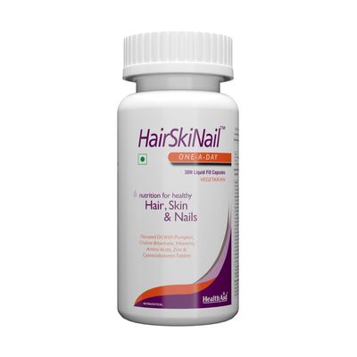 HealthAid HairSkiNail  30 Veg Liquid Filled Capsules | With Biotin, Zinc & Collagen | Supports Healthy Hair, Glowing Skin & Strong Nails