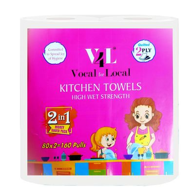 V4L 2- Ply Kitchen Towel 60 Pulls 24 Roll Ultra Absorbent Strong and Convenient Paper Towels for Household Use for Your Everyday Needs (Pack Of 12 = 24 Roll)