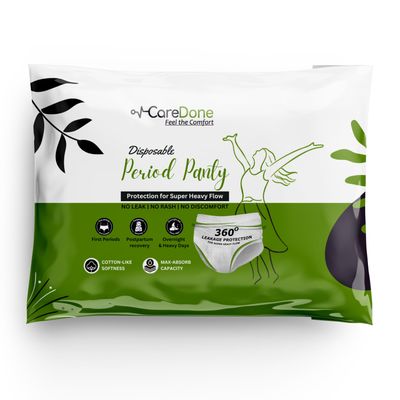 Caredone Period Kit for School Girls | Disposable Menstrual Panties for High Absorption & liners | Leak-Proof | No Stain-Wetness | Ideal for long School-hours for Hygiene & Protection(M-L) (L, 8)