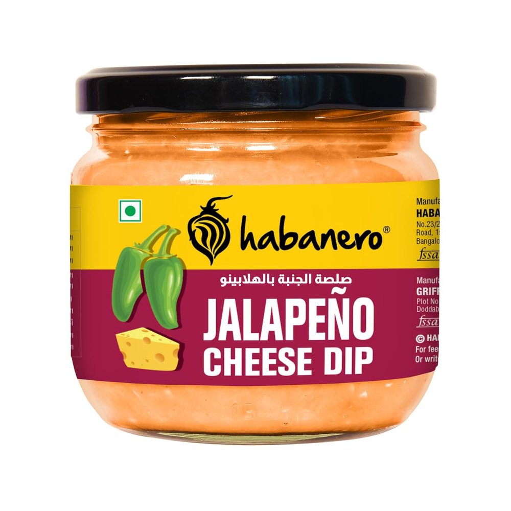 Habanero Jalapeno Cheese Dip 300gm | Use as a Salad Dressing, Dip, Spread on Bread for Cheesy Creamy Sandwich, 100% Vegetarian I Extra Creamy and Delicious I With A Kick of Jalapeno