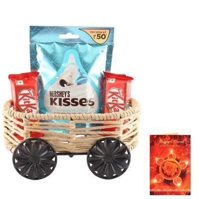 SFU E Com Creamy Blast Kisses And Crunchy Kitkat With Classic Theard Cycle | Diwali Chocolate Gift | Premium Diwali Greeting Card with Chocolate Hamper | Chocolate Gift Hamper | 1311