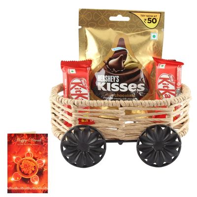 SFU E Com Crunchy And Milky Chocolates With Thread Cart| Diwali Chocolate Gift | Premium Diwali Greeting Card | 1316