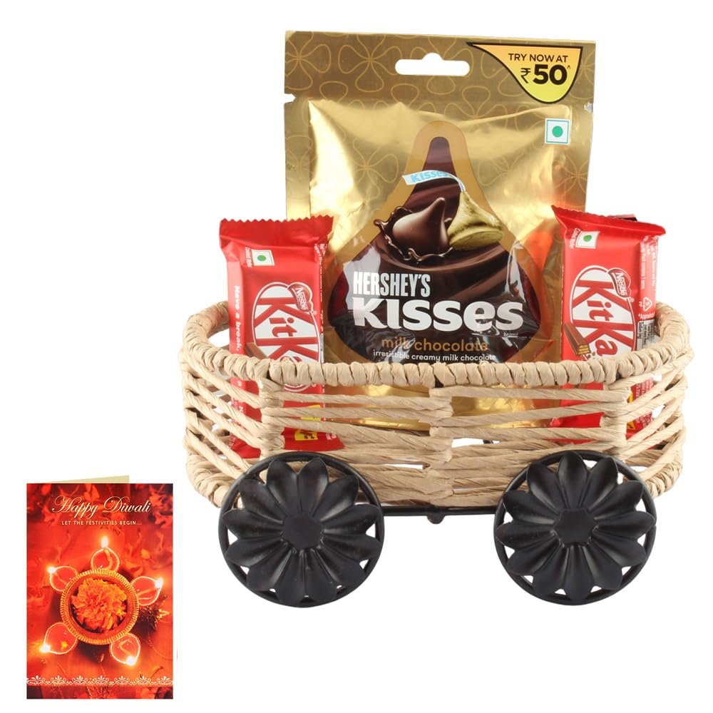 SFU E Com Crunchy And Milky Chocolates With Thread Cart| Diwali Chocolate Gift | Premium Diwali Greeting Card | 1316