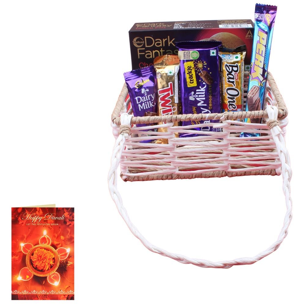 SFU E Com Premium Crackle With Desginer Basket Chocolate Hamper| Diwali Chocolate Gift | Premium Diwali Greeting Card with Chocolate Hamper | Chocolate Gift Hamper | 1642