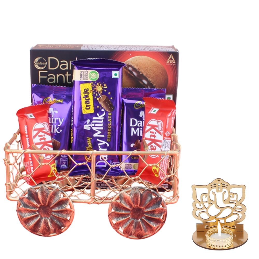 SFU E Com Crunchy Choco Blast Hamper| Diwali Chocolate Gift | Premium Diwali Ganesh Jee Shadow Idol with Chocolate Hamper | Chocolate Gift Hamper | 1413