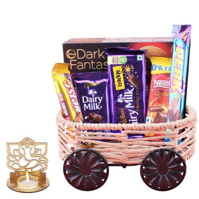 SFU E Com Cadbury And Nestle Chocolates With Yummy Dark Fantasy| Diwali Chocolate Gift | Premium Diwali Ganesh Jee Shadow Idol with Chocolate Hamper | Chocolate Gift Hamper | 1466