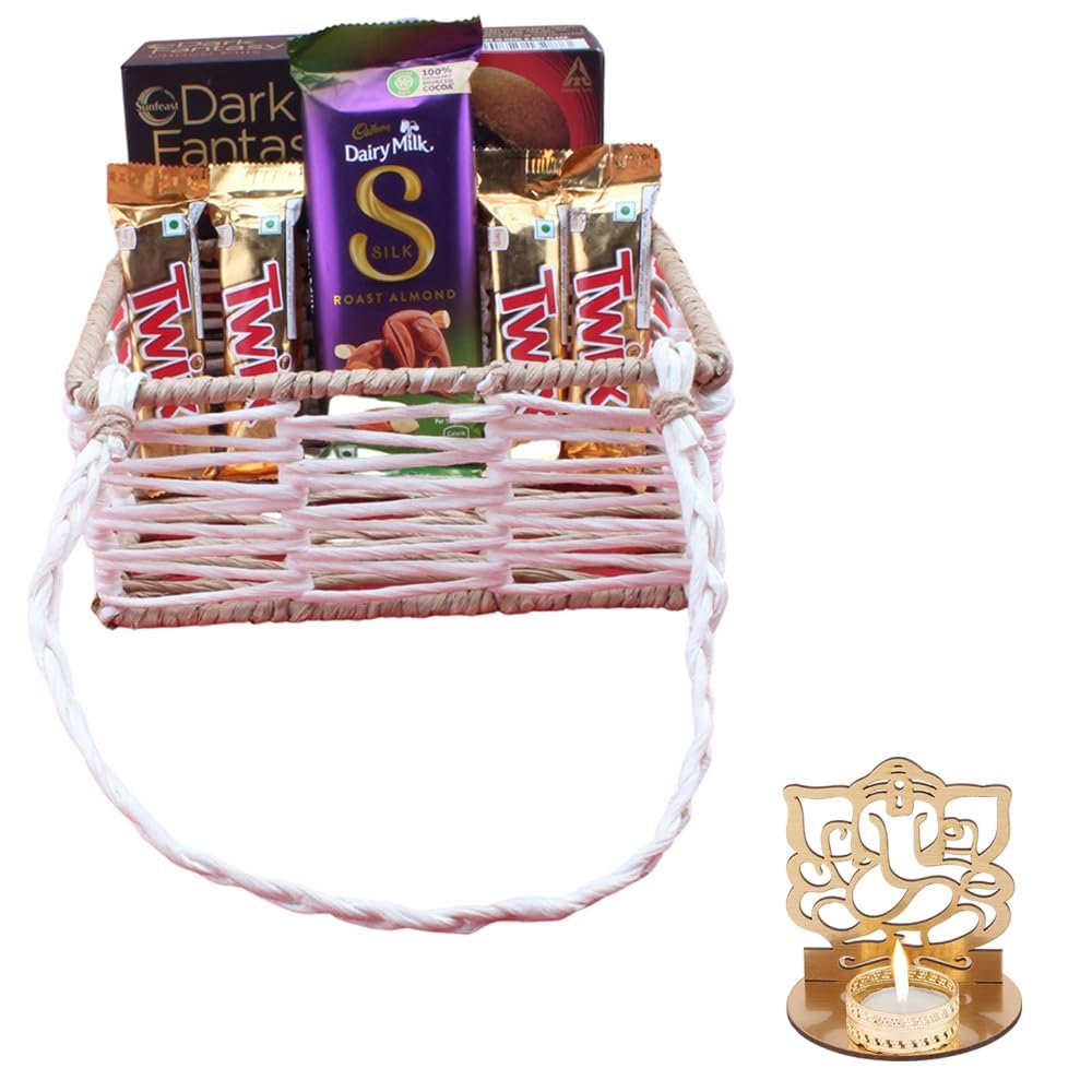 SFU E Com Taste Of Silk Almond With Waffery Chocolate Hamper| Diwali Chocolate Gift | Premium Diwali Ganesh Jee Shadow Idol with Chocolate Hamper | Chocolate Gift Hamper | 1619