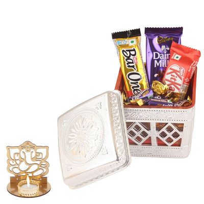 SFU E Com Milkly And Caramel Blast In Desginer Box| Diwali Chocolate Gift | Premium Diwali Ganesh Jee Shadow Idol with Chocolate Hamper | Chocolate Gift Hamper | 1282