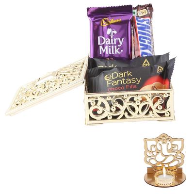 SFU E Com Blast Of Almond With Loaded Of Choco Fills | Diwali Chocolate Gift | Premium Diwali Ganesh Jee Shadow Idol with Chocolate Hamper | Chocolate Gift Hamper | 1225