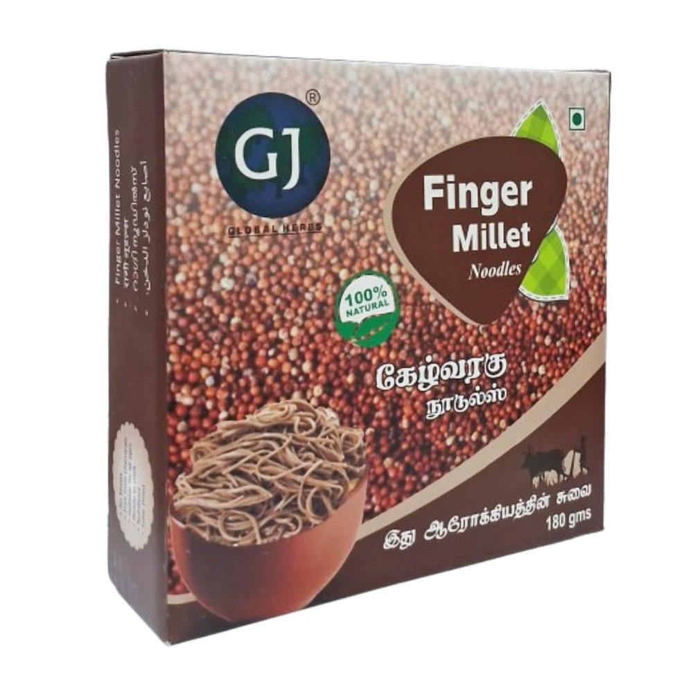 GJ GLOBAL HERBS Finger Millet Noodles - No Maida | Not Fried Finger Millet Kelvaragu Healthy Noodles (180g)
