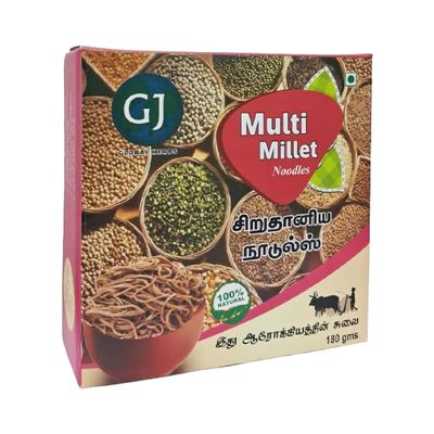 GJ GLOBAL HERBS Multi Millet Noodles - No Maida | Not Fried Multi Millet Siruthaniyam Healthy Noodles (180g)