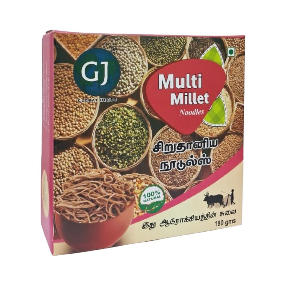 GJ GLOBAL HERBS Multi Millet Noodles - No Maida | Not Fried Multi Millet Siruthaniyam Healthy Noodles (180g)