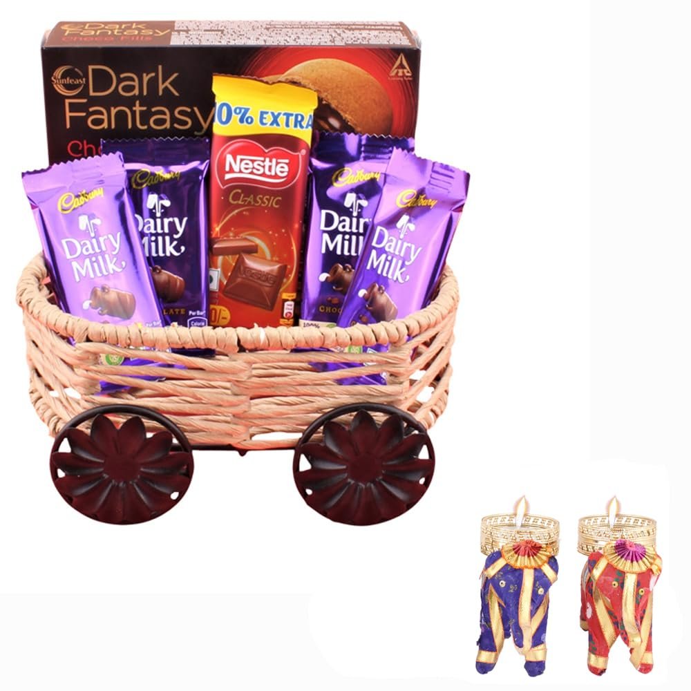 SFU E Com Nestle Classic With Pack Of 4 Milky Chocolates Hamper| Diwali Chocolate Gift | Premium Diwali Elephant Diya with Chocolate Hamper | Chocolate Gift Hamper | 1441