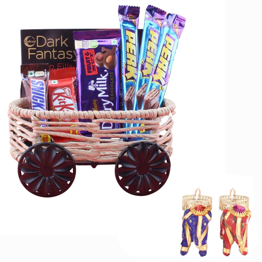 SFU E Com Peanut And Almonds With Crunchy Chocolate Hamper| Diwali Chocolate Gift | Premium Diwali Elephant Diya with Chocolate Hamper | Chocolate Gift Hamper | 1567