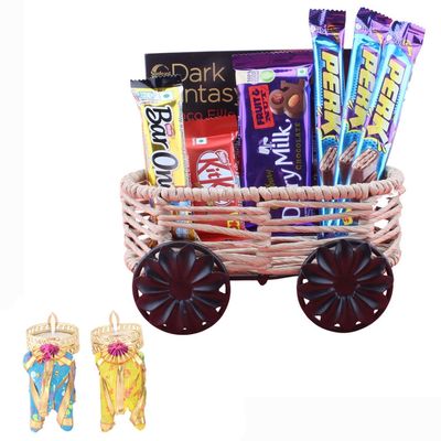 SFU E Com Adorable Cart With Crunchy Chocolate Hamper| Diwali Chocolate Gift | Premium Diwali Elephant Diya with Chocolate Hamper | Chocolate Gift Hamper | 1566