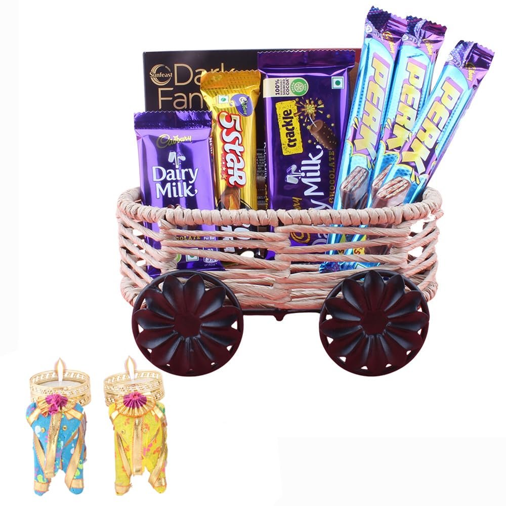 SFU E Com Overloaded Cadbury Chocolate Hamper| Diwali Chocolate Gift | Premium Diwali Elephant Diya with Chocolate Hamper | Chocolate Gift Hamper | 1550