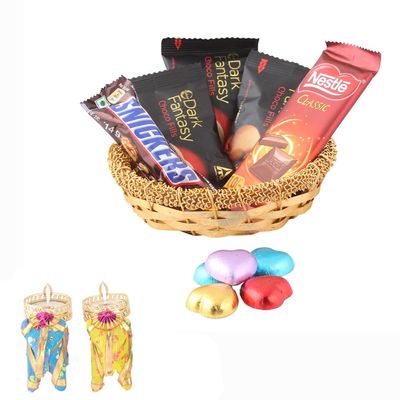 SFU E Com Wooden Katori With Chocolatey Nestle| Diwali Chocolate Gift | Premium Diwali Elephant Diya with Chocolate Hamper | Chocolate Gift Hamper | 1232