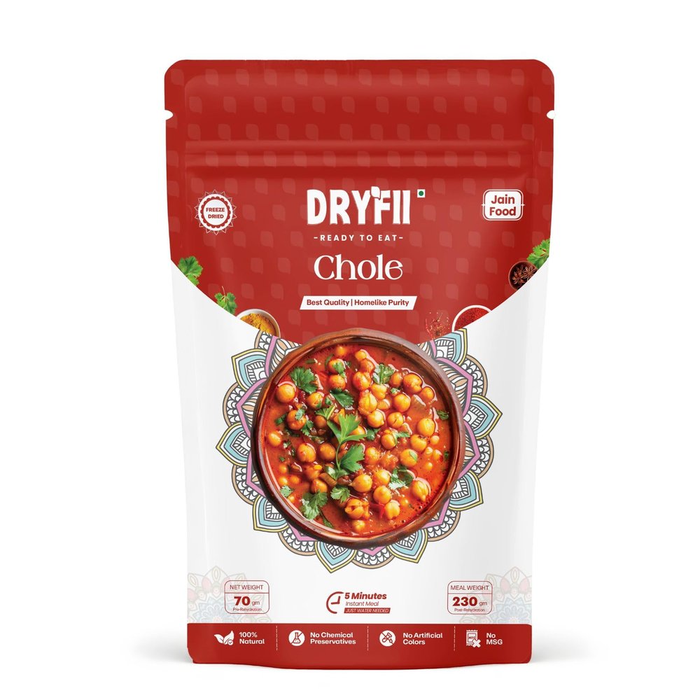 Dryfii Jain Chole | Ready-to-Eat-Food | No Onion No Garlic | Instant Meal | Freeze Dried | Dehydrated Weight 70 g |Rehydrated Weight 230 g