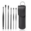 6 Pcs Ear Pick Earwax Removal Kit, Ear Cleansing Tool Set, Ear Curette Cleaner, 360 Spiral Design Ear Canal Cleaner Stainless Steel with Storage Box Portable Kit for Home and Travel (Black) view 1