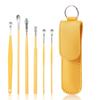 6 Pcs Ear Pick Earwax Removal Kit, Ear Cleansing Tool Set, Ear Curette Cleaner, 360 Spiral Design Ear Canal Cleaner Stainless Steel, with a Storage Box Portable Kit for Home and Travel (Yellow) view 1