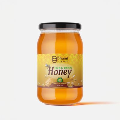Bhumi Organic Black Lemon Infused Honey - 1kg | 100% Raw Natural Honey with Vitamin C & Antioxidants | Immunity Booster, Detox Support | No Added Sugar