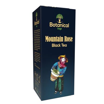 Botanical Sage- Mountain Rose Black Tea 40 Pyramid Teabags | Darjeeling Black Tea With Rose Petals & Jasmine | Selected | Luxury Tea