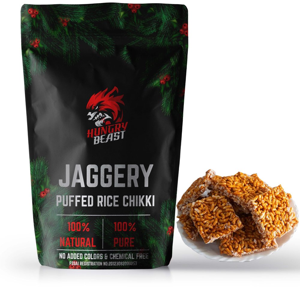 Healthy & Fresh Pure Natural Jaggery Puffed Rice Cake | Murmurala Chikki | Mamra Chikki | Sweet kurmura cake | Parmal Chikki | Jaggery Puffed Rice chikki (1000 Grams)