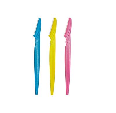VOIISH Eyebrow and Face Razor - Instant & Painless Hair Removal for Eyebrows, Upper Lip, Chin, Peach Fuzz | Stainless Steel Blade & Firm Grip - Pack of 3 (Color May Vary)