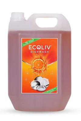 ECOLIV Home Natural Dishwash 5L Can, removes tough stains easily