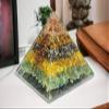 GEMTUB Natural Orgone Gomti Chakra Shree Yantra Pyramid with with Red & White Chirmi Seeds for Wealth, Prosperity, Success (Money Magnet Orgone Pyramid) view 2