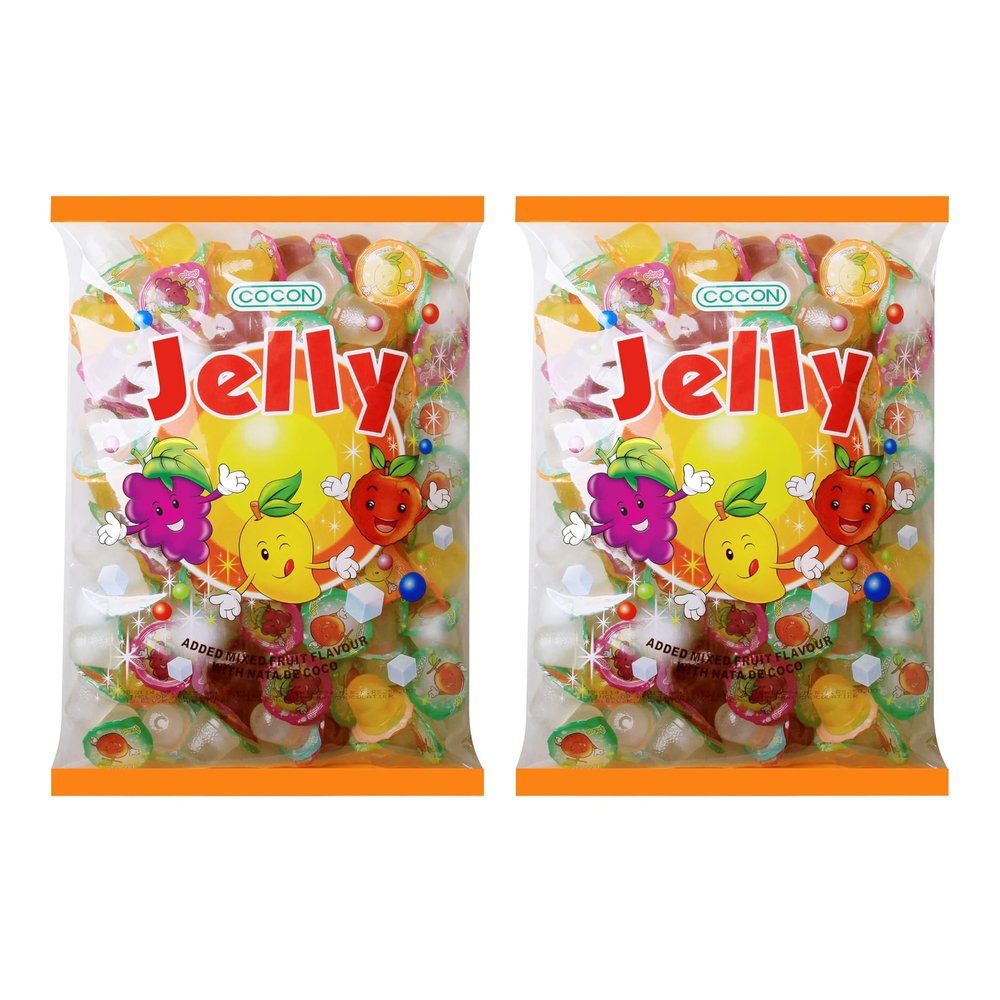 Cocon Jelly Mixed Fruit Flavour with NATA De Coco 1500gm Each (Pack of 2)