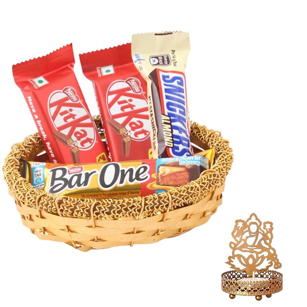 SFU E Com Crunchy Kitkat With Caramel Chocolate Hamper| Diwali Chocolate Gift | Premium Diwali Chocolate With Laxmiji Idol Hamper | Chocolate Gift Hamper | 1180