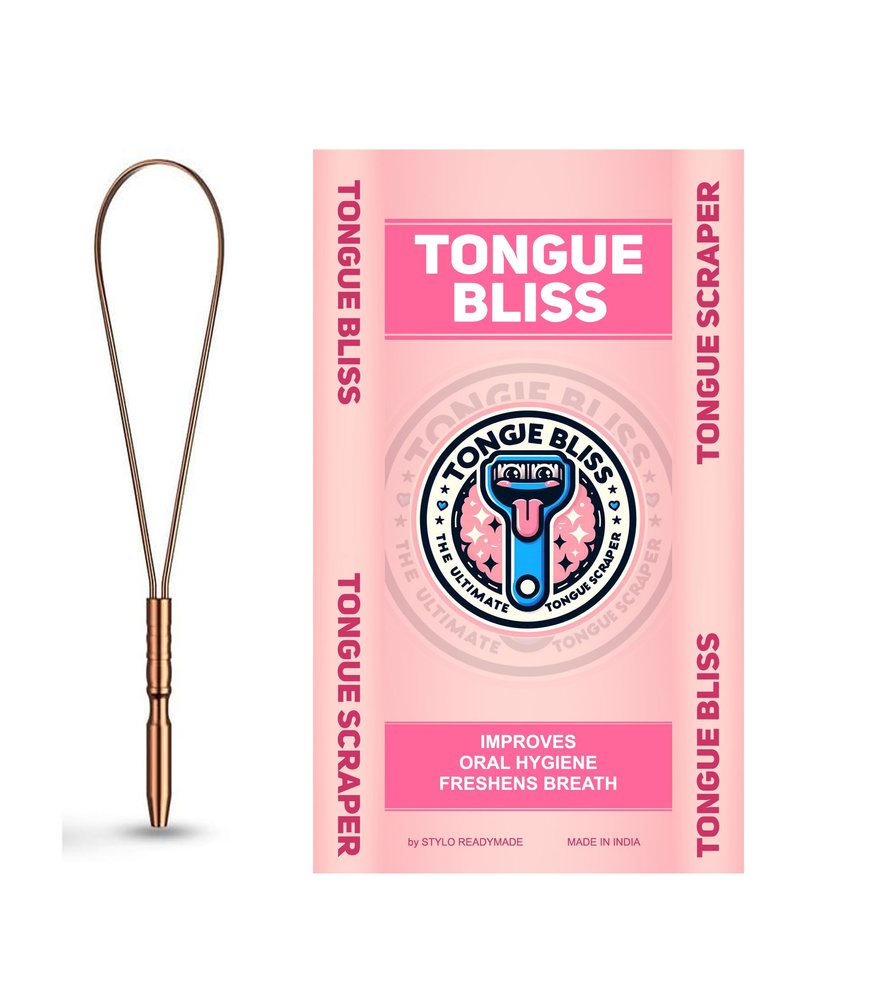 Bague Copper Tongue Cleaner with loop for Managing Oral Health Reduces Bad Breath Supports Digestive Health Comfortable & Flexible Handle Easy & Safe to Use pack of 1