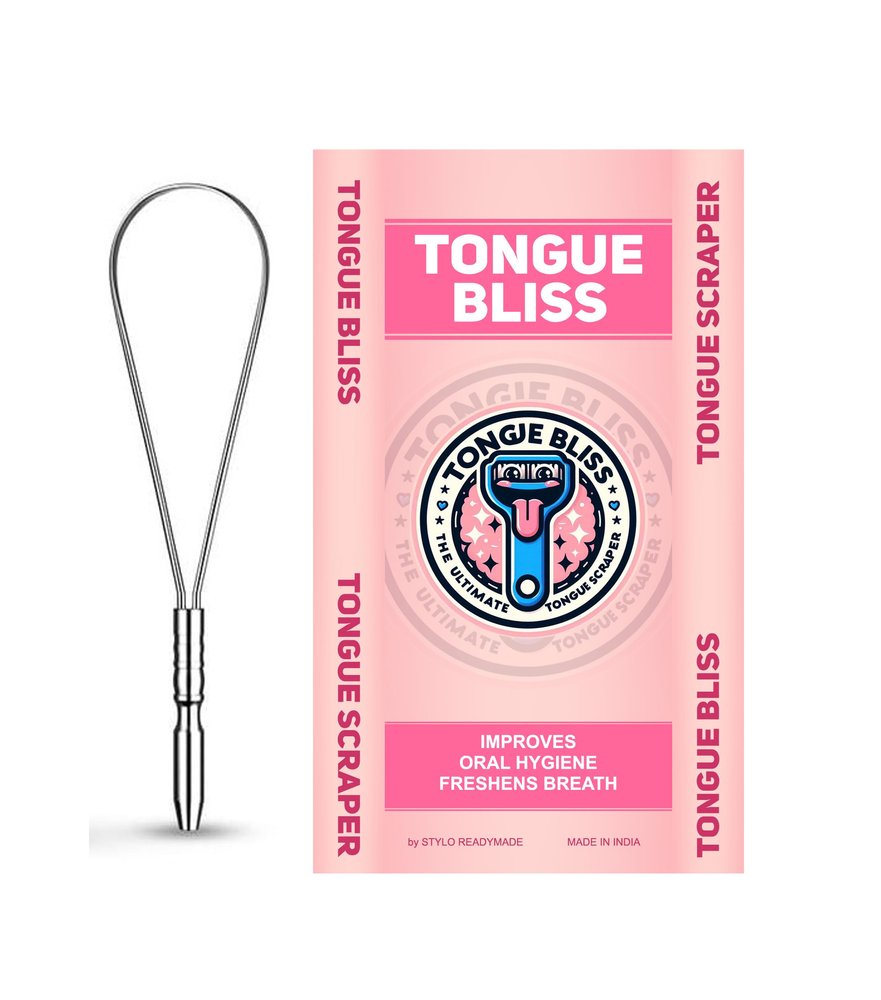 Bague Stainless Steel Tongue Scrubber loop for Managing Oral Health Reduces Bad Breath Supports Digestive Health Comfortable & Flexible Handle Easy & Safe to Use pack of 1