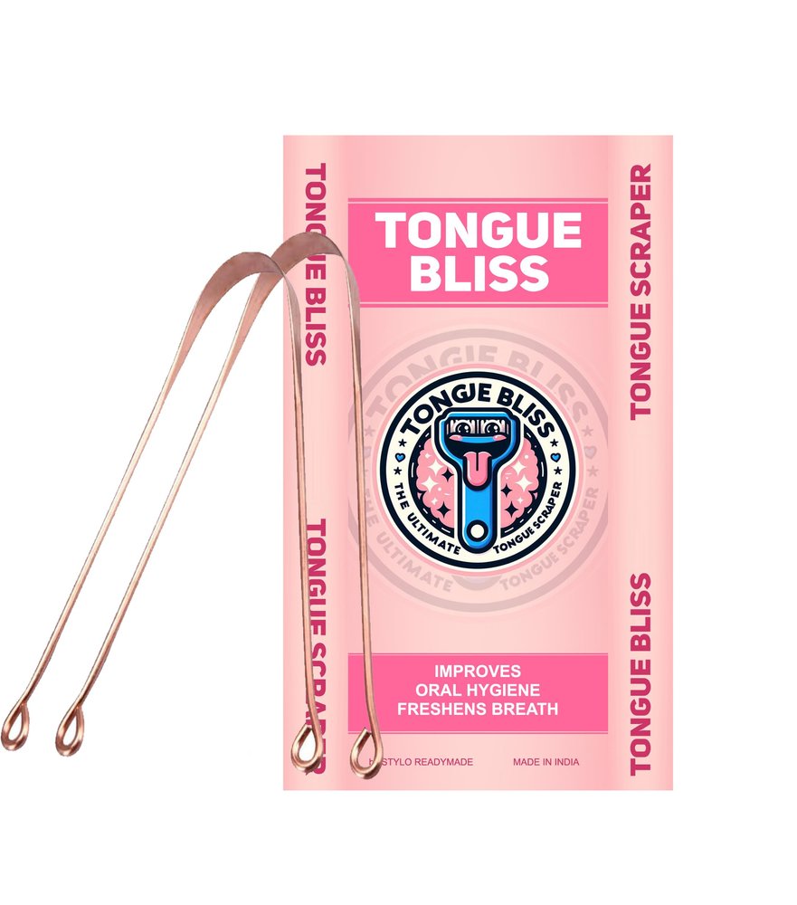 Bague Copper Tongue Cleaner For Kids & Adults Ayurvedic Tongue Scraper For Bad Breath (Round) pack of 2