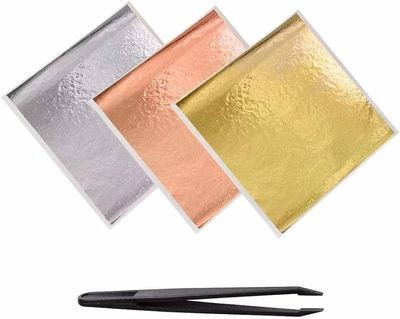 A.K Gold Leaf Sheets, 300 Sheet, 8 by 8,cm Gilding A Gold Foil for Gilding, Resin Art, Decoration Crafting, Paintings, Arts Crafts, Nail Deco,Furniture, Size [ 3.14 ''' 3.35] inches (Muticolours)