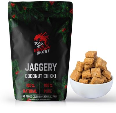 Healthy & Fresh Coconut Chikki | Small Jaggery Coconut Bar | Bellam Kobbari Achu | Kopra Chikki | Jaggery Crispy Coconut Chikki | Coconut Chrush Chikki (500 Grams)