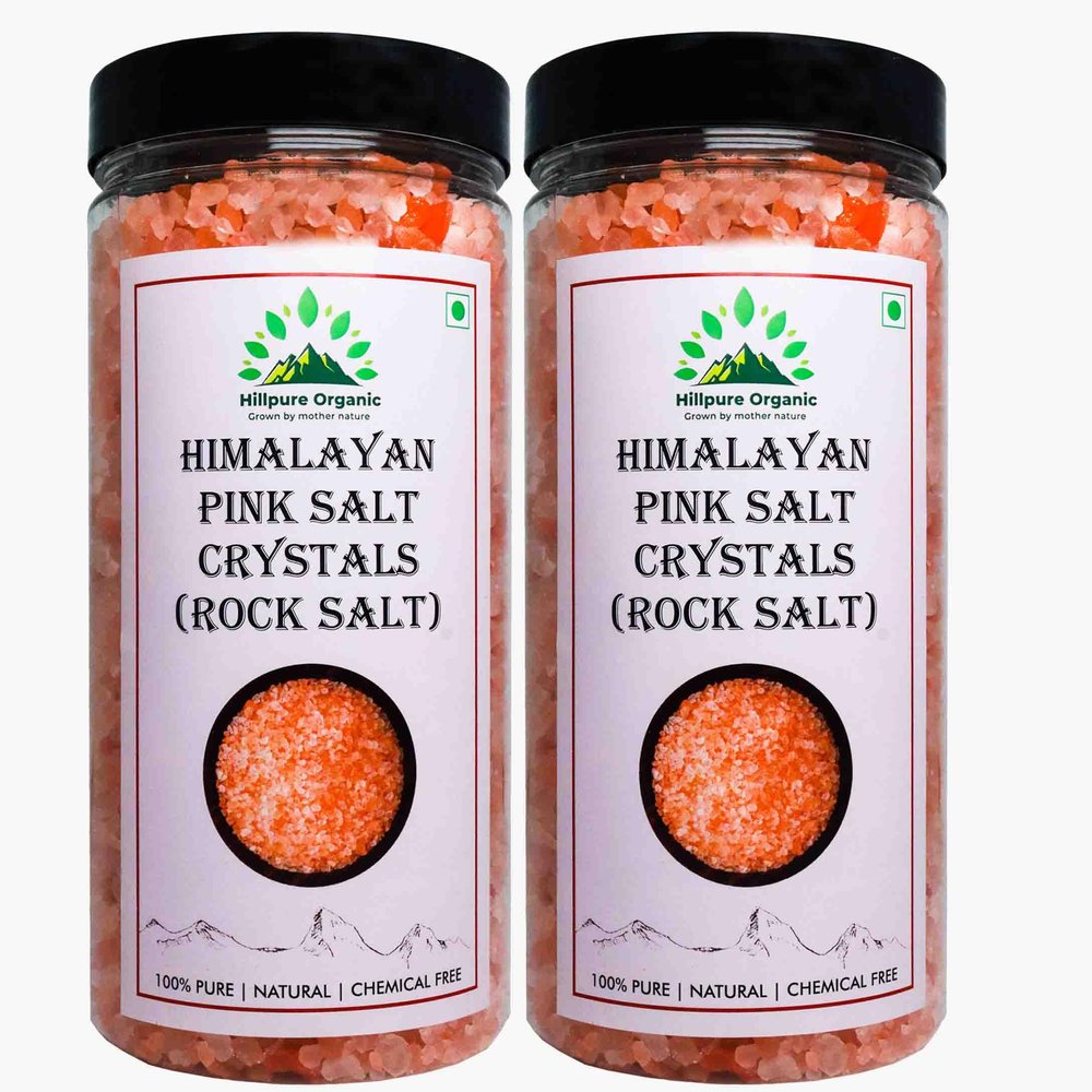 Hillpure Organic Himalayan Pink Salt Crystal, Rock Salt, Granules, Namak (1 kg + 1 kg)