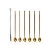 BITONA 6 Piece Reusable Stainless Steel Gold Colour Drinking Straws (6 Bend Straws Cum Spoon with 1 Cleaning Brush) view 1