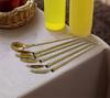 BITONA 6 Piece Reusable Stainless Steel Gold Colour Drinking Straws (6 Bend Straws Cum Spoon with 1 Cleaning Brush) view 2