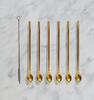 BITONA 6 Piece Reusable Stainless Steel Gold Colour Drinking Straws (6 Bend Straws Cum Spoon with 1 Cleaning Brush) view 3