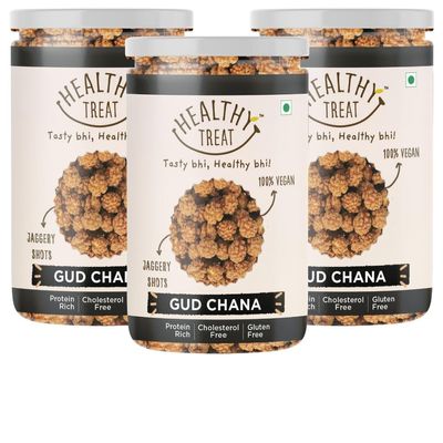 Healthy Treat Gur Chana 600gm | Jaggery Coated Chana | Gud Chana | Roasted Chickpeas with Natural Jaggery | Immunity Booster | Delicious and Healthy Gur Chana Snacks | Perfect for Snacking Anytime