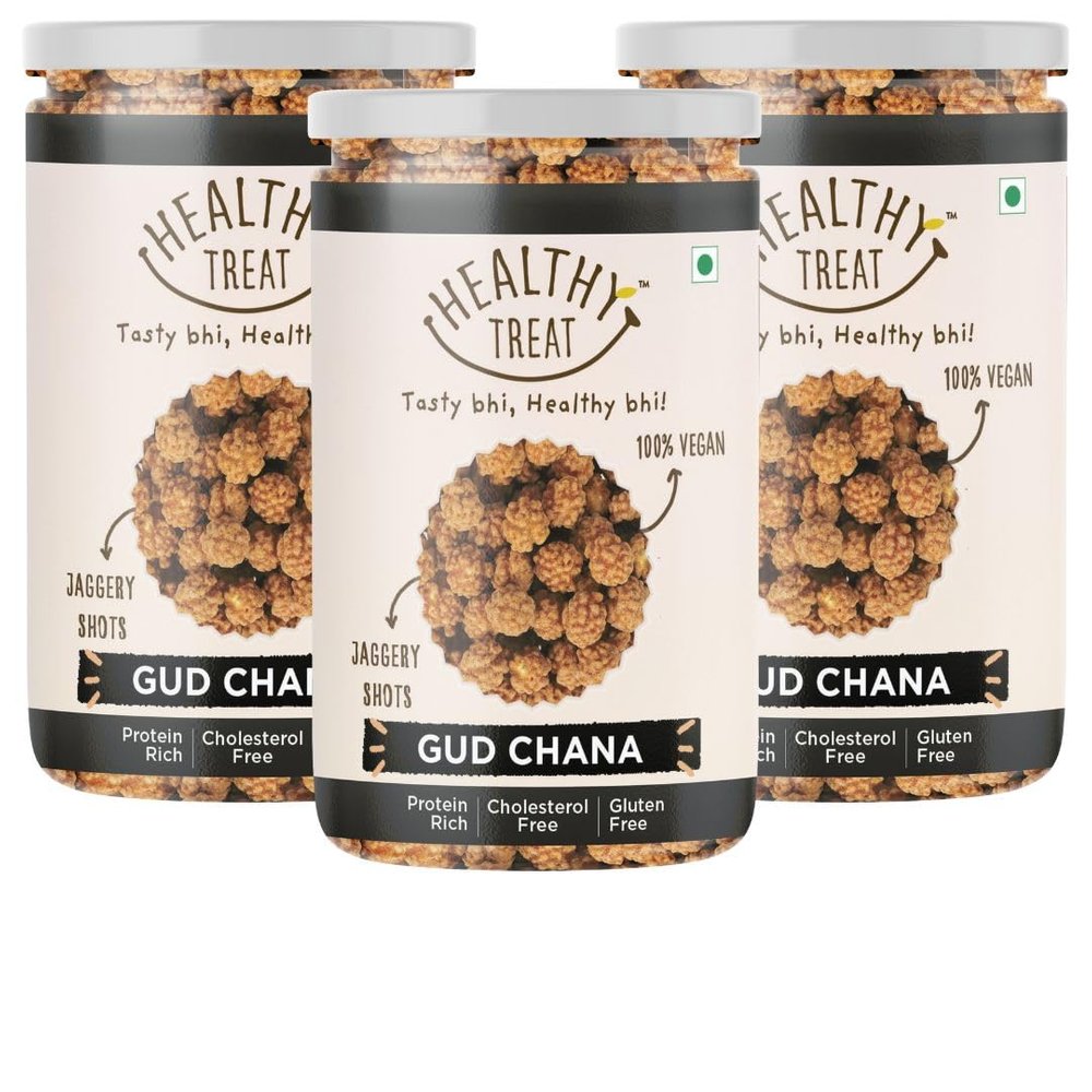 Healthy Treat Gur Chana 600gm | Jaggery Coated Chana | Gud Chana | Roasted Chickpeas with Natural Jaggery | Immunity Booster | Delicious and Healthy Gur Chana Snacks | Perfect for Snacking Anytime