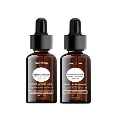 Blozzom Beard & Hair Growth Oil 30ml | Natural Hair Oil for Thicker and Longer Beard | Beard Oil for Uneven, Patchy and Fast Beard Growth | Growth Oil for Stronger & Fuller Beard Hair (Pack of 2)